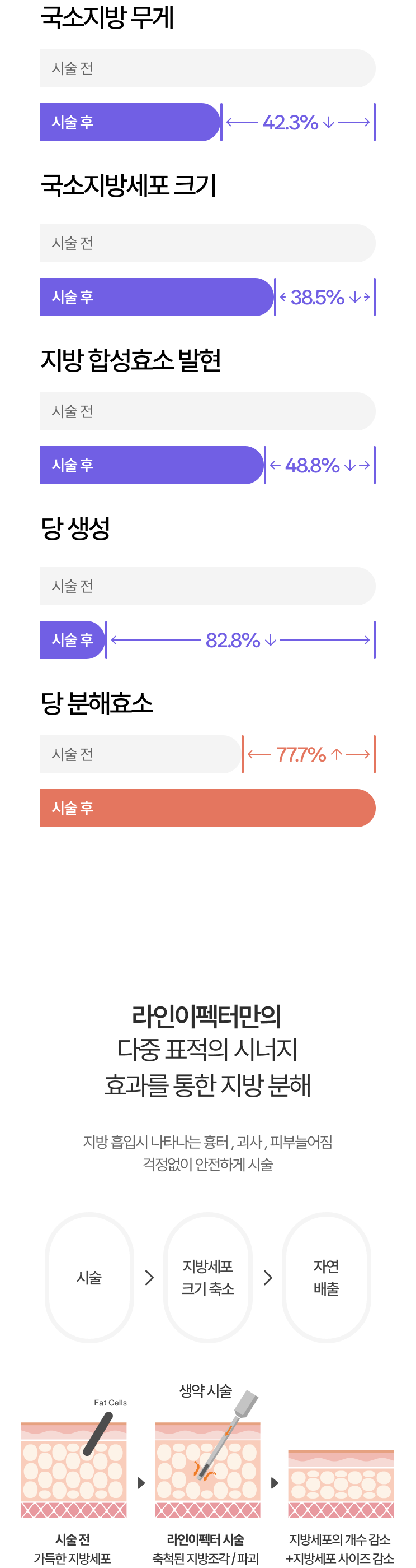 라인이펙터만의 LIPOSA-T 다중 표적의 시너지 효과를 통한 지방 분해